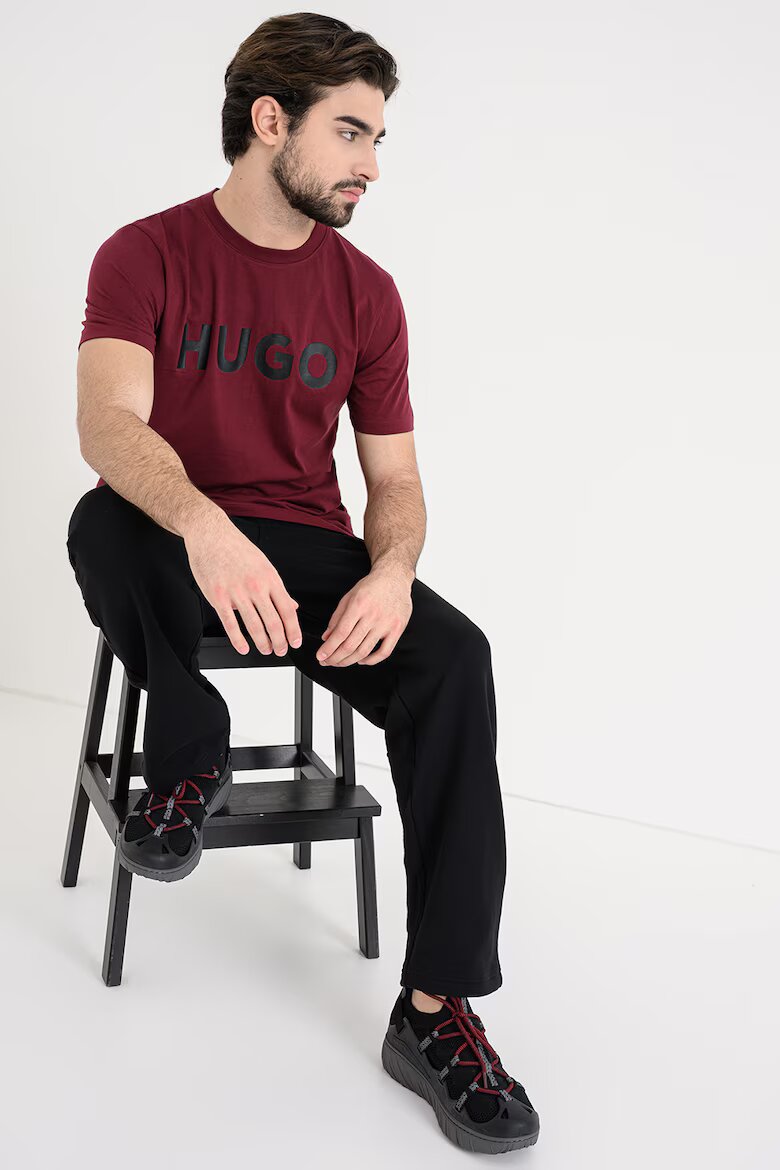 HUGO Стандартна тениска Dulivio с гумирано лого Черен/Тъмновиолетов