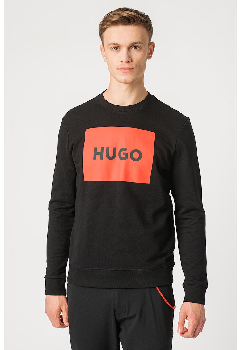 HUGO Суитшърт Duragol 222 с лого - Червен/Черен/Прашно синьо