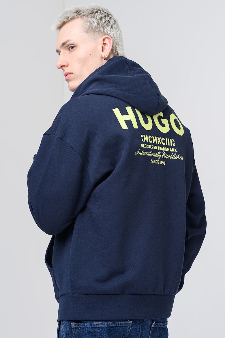 HUGO Свободно худи Nardimez с контрастно лого на гърба Лайм зелено/Тъмносин