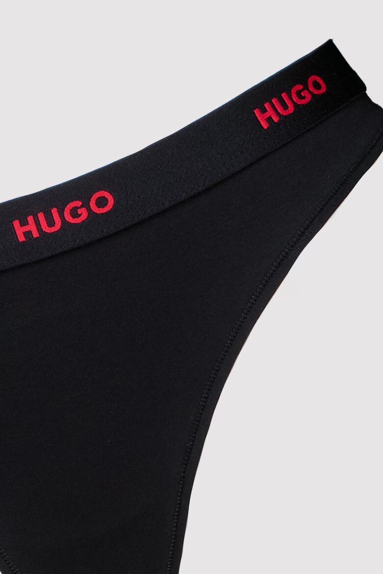 HUGO Танга с памук с лого на талията Черен