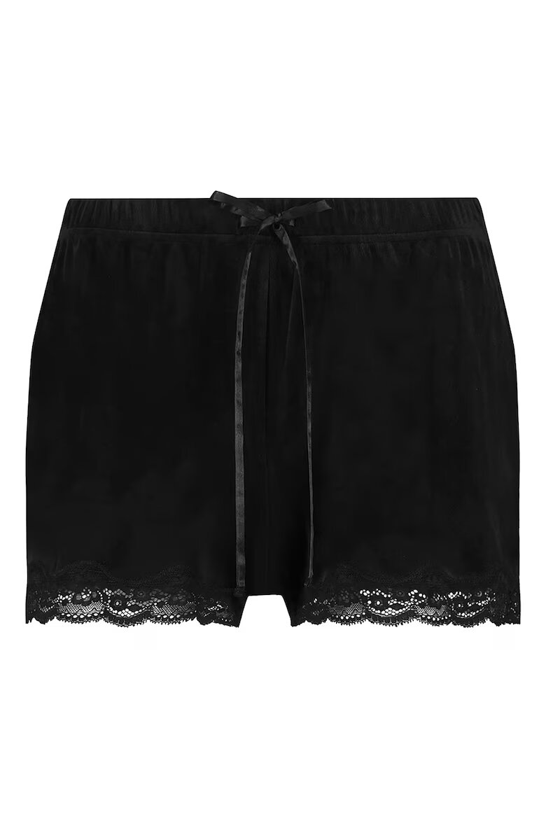Hunkemoller Кадифена долна пижама с дантела Черен
