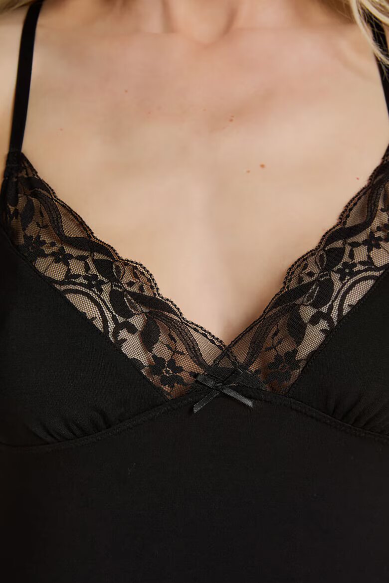 Hunkemoller Нощница с дантела Черен