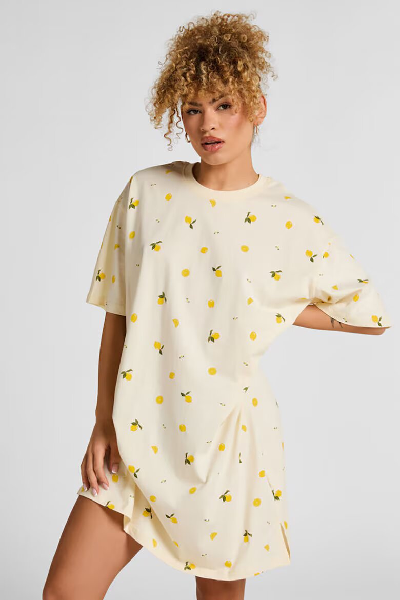 Hunkemoller Памучна нощница Lemon Пастелно жълто