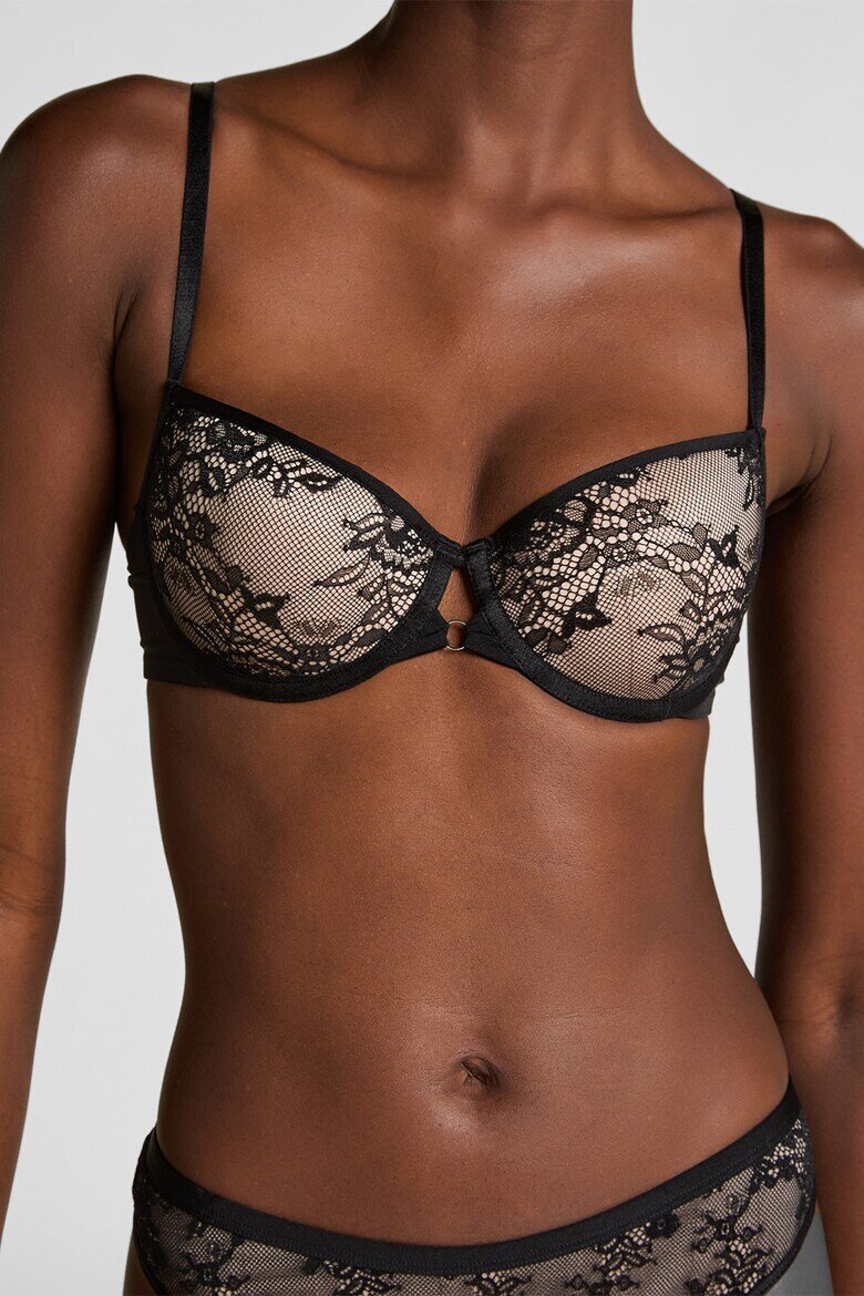 Hunkemoller Подплатен сутиен Lea с дантелен слой Черен