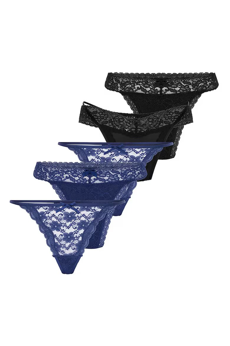 Hunkemoller Танга с дантела Черен/Тъмносин