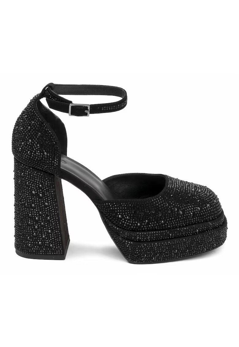 Il Passo Maura Chunky Heeled Shoes With Rhinestones Applications