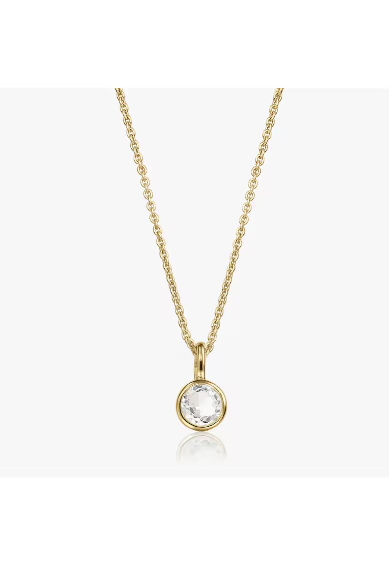 INDIRA Колие от сребро Birthstone Golden April - Бял топаз