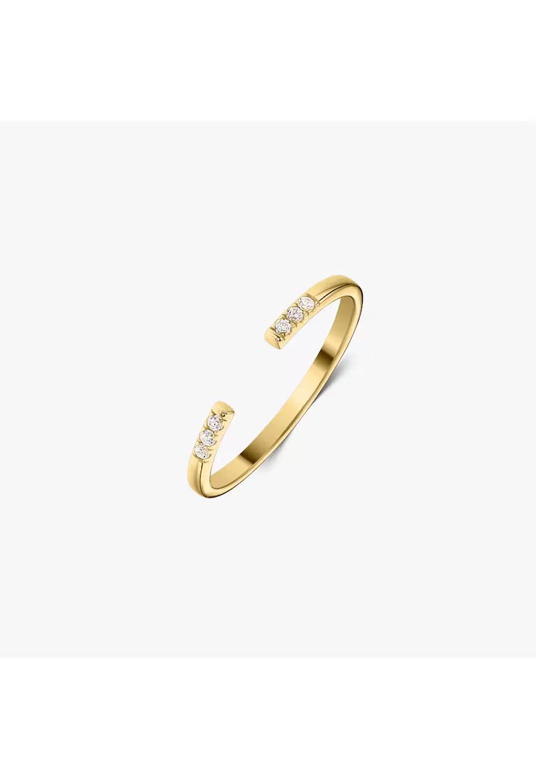 INDIRA Сребърен пръстен Golden Open Ring - Цирконий