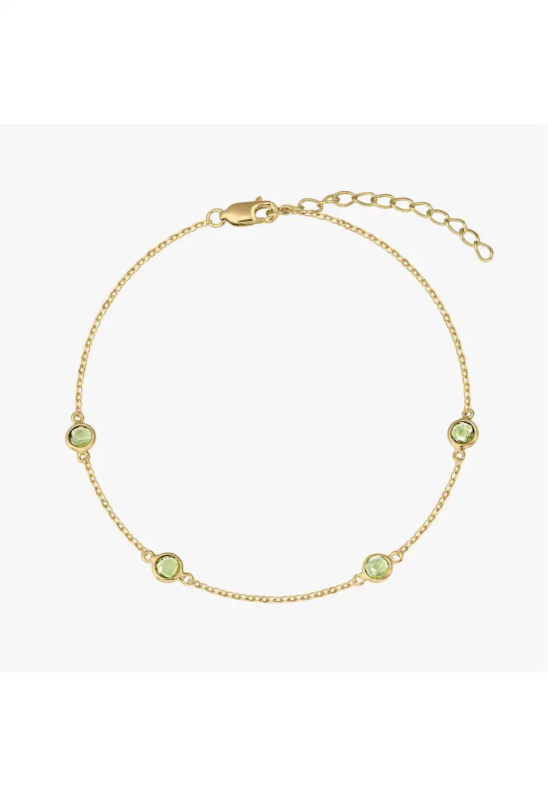 INDIRA Сребърна гривна Birthstone Golden August - Перидот