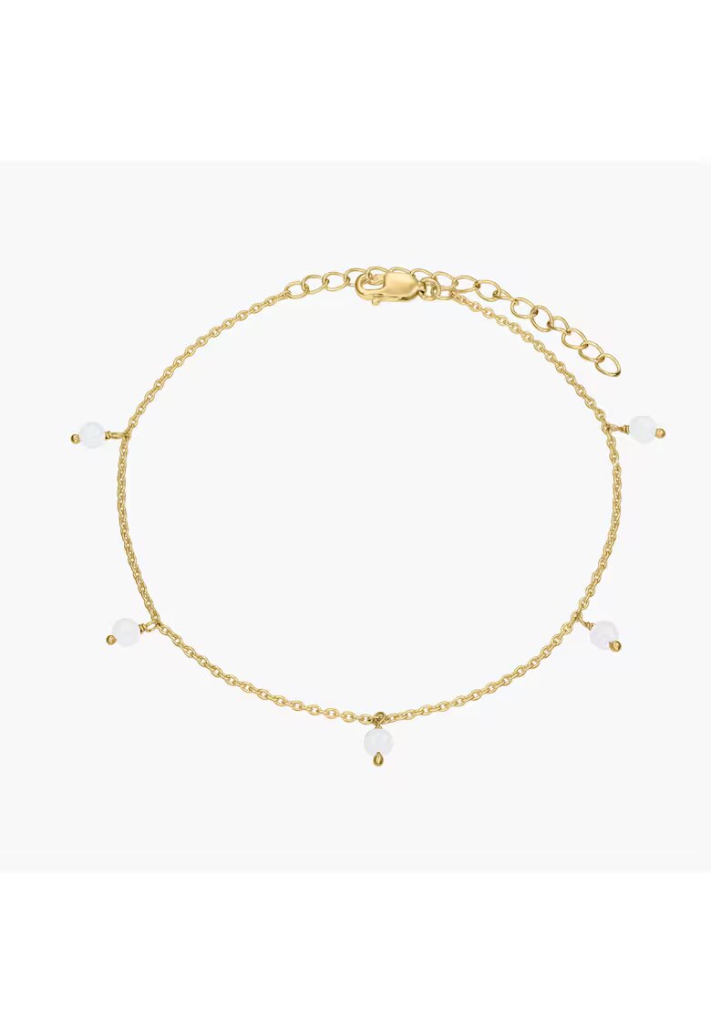 INDIRA Сребърна гривна за глезен Golden Gem Droplet - Лунен камък