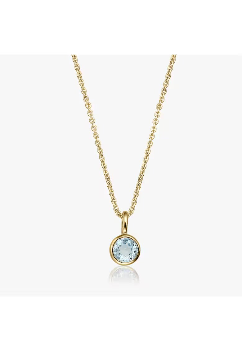 INDIRA Сребърна огърлица Birthstone Golden December - Син топаз