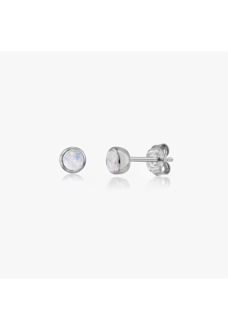 INDIRA Сребърни обеци Birthstone юни - Лунен камък