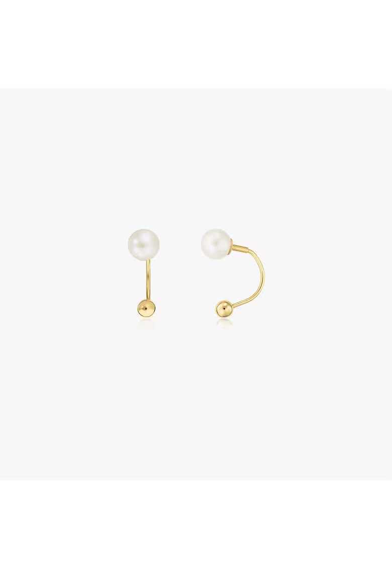 INDIRA Златни обеци Pearl Ear Jacket - Естествени перли