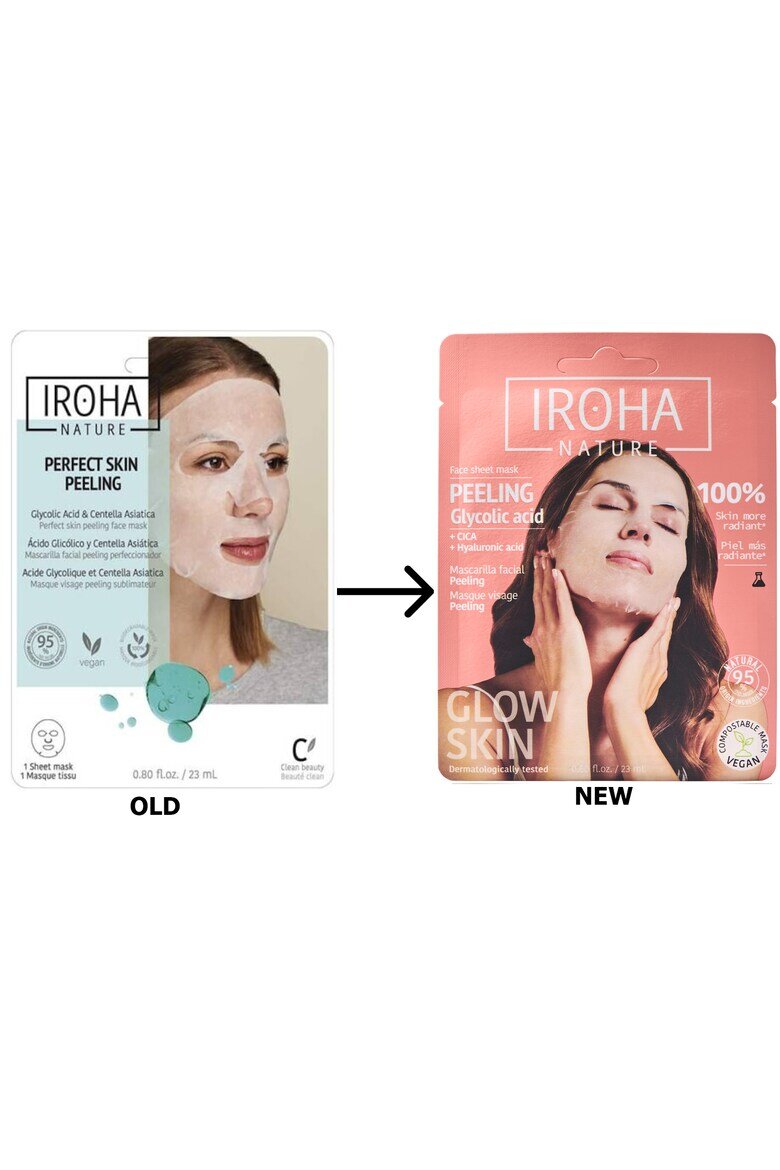 Iroha Тъканна маска с гликолова киселина Glow Peeling 23 мл