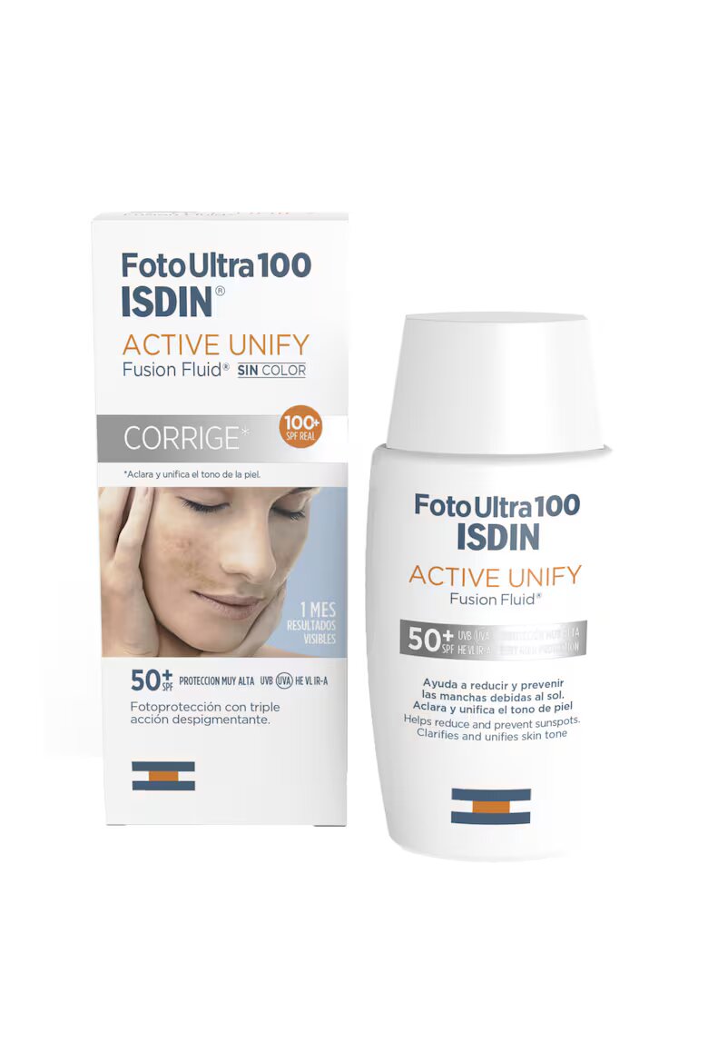 ISDIN Слънцезащитен флуид Fotoultra Active Unify 100+ SPF50+ С тройно депигментационно действие 50 мл