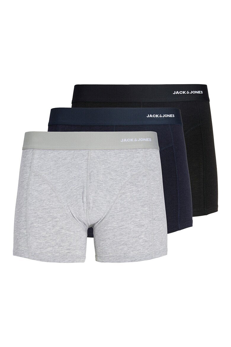Jack & Jones Боксерки с еластична талия - 3 чифта Черен/Сив меланж/Тъмносин