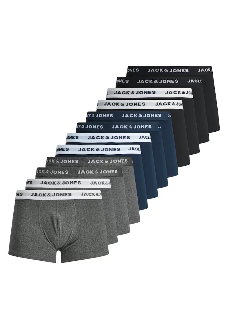 Jack & Jones Боксерки с лого на талията - 12 чифта - Черен/Сив/Син