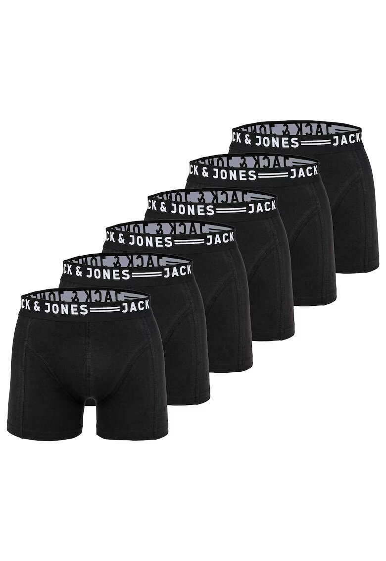 Jack & Jones Боксерки с лого на талията - 6 чифта - Бял/Черен