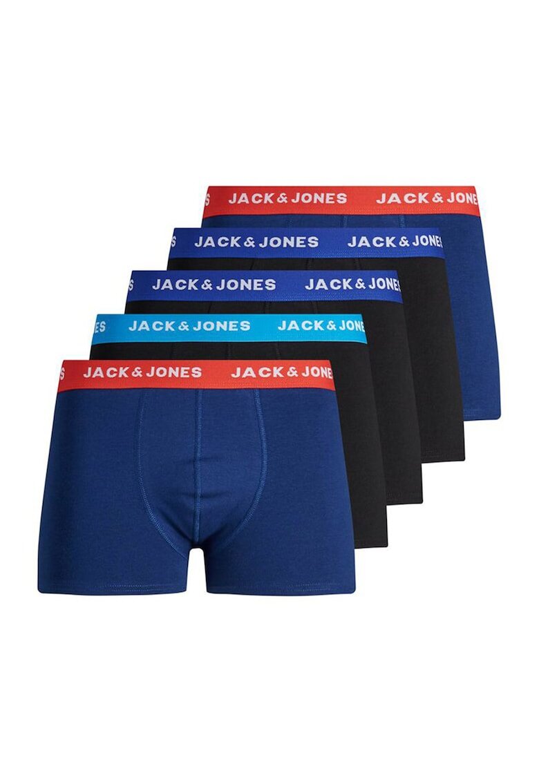 Jack & Jones Боксерки с ниска талия - 5 чифта - Черен/Син
