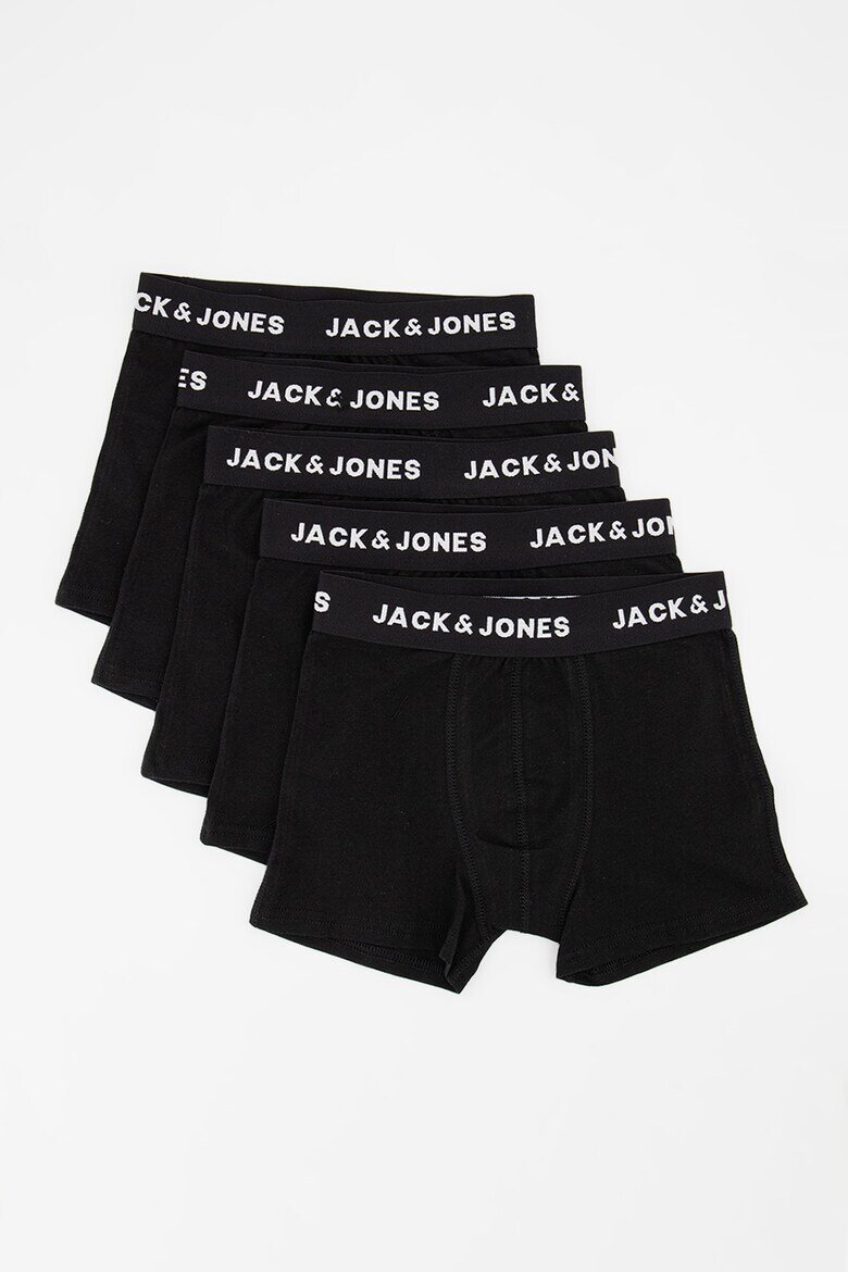 Jack & Jones Боксерки с памук с лого - 5 чифта Черен