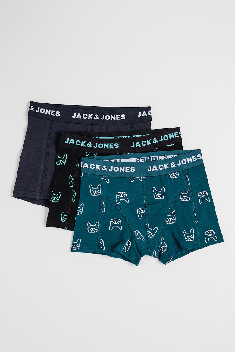 Jack & Jones Боксерки с принт - 3 чифта Зелен/Черен/Тъмносин