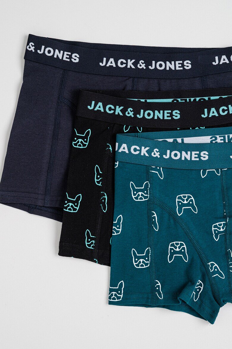 Jack & Jones Боксерки с принт - 3 чифта Зелен/Черен/Тъмносин