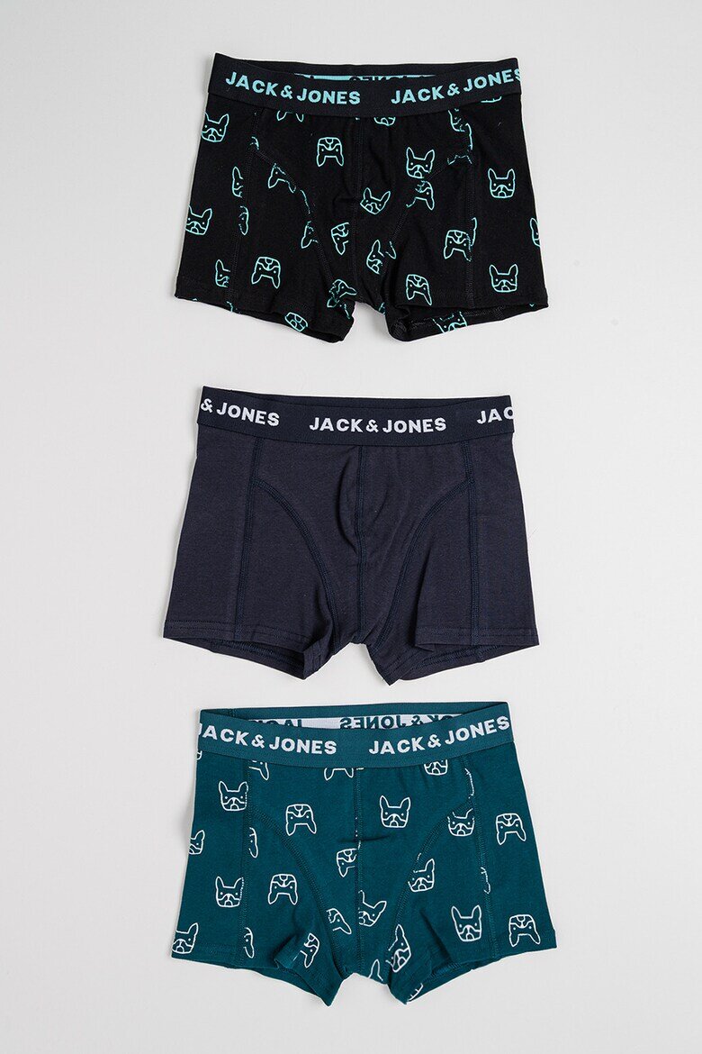 Jack & Jones Боксерки с принт - 3 чифта Зелен/Черен/Тъмносин
