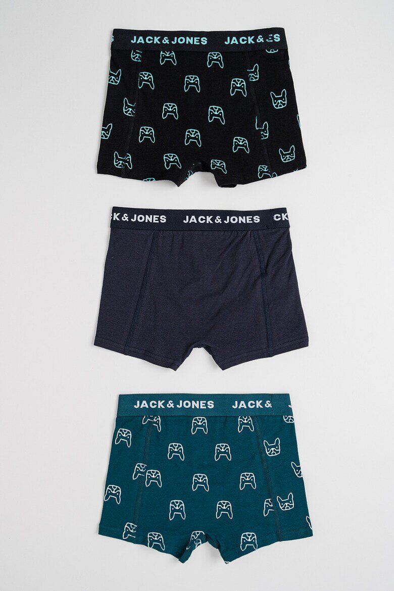 Jack & Jones Боксерки с принт - 3 чифта Зелен/Черен/Тъмносин