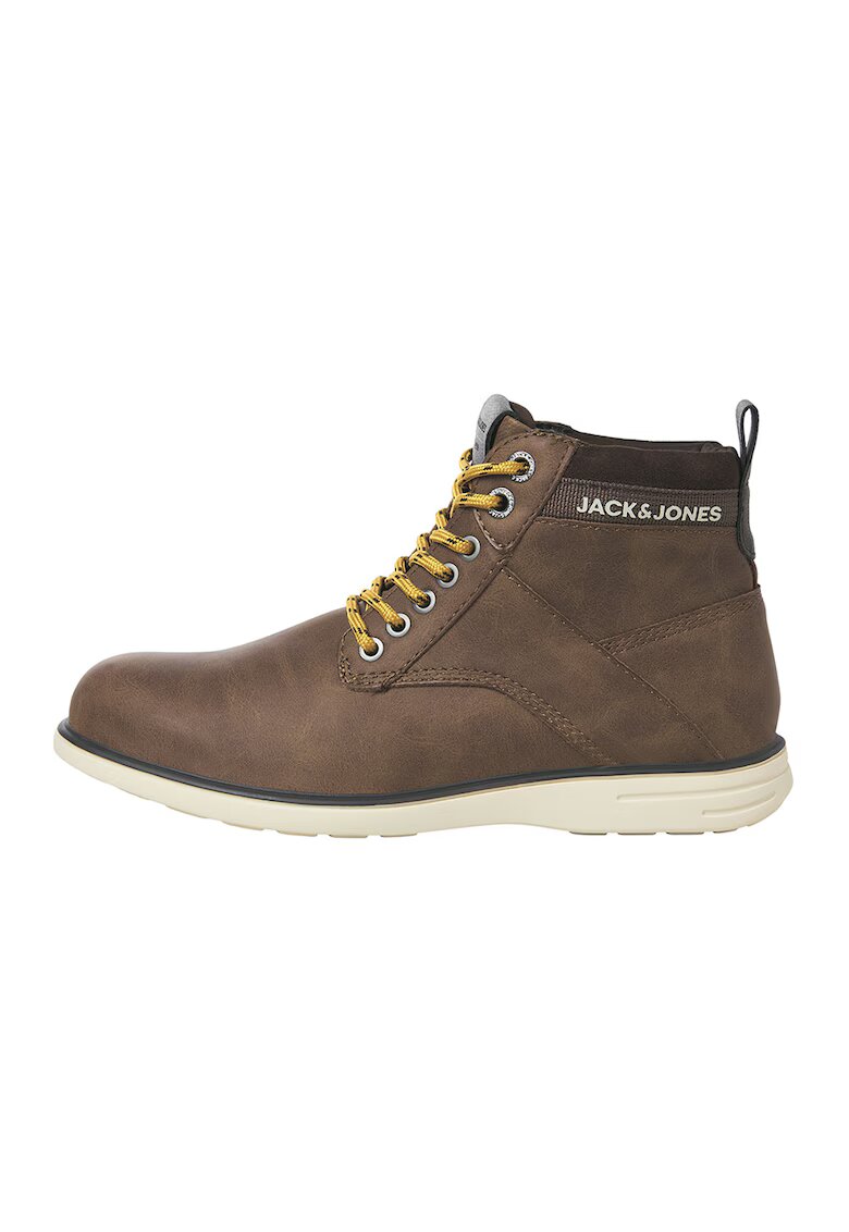 Jack & Jones Боти от еко кожа с лого - Тъмнокафяв