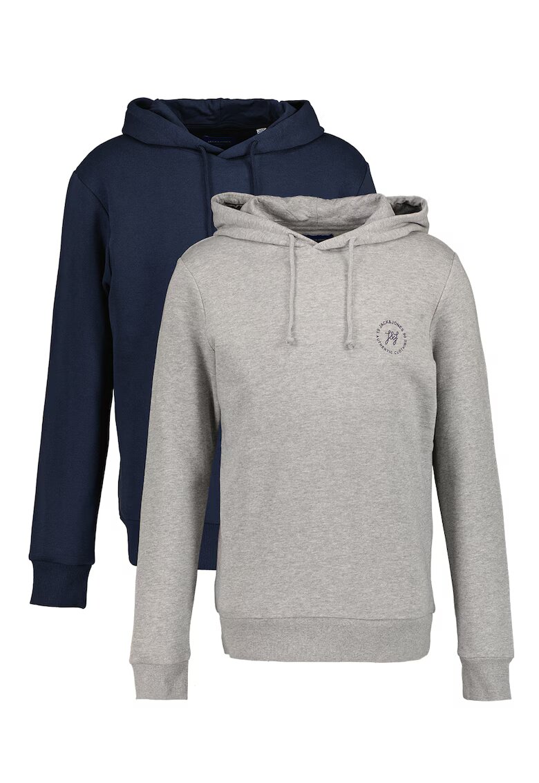 Jack & Jones Худи с памук - 2 броя - Сив меланж/Тъмносин