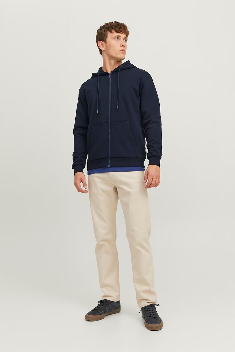 Jack & Jones Худи с цип и странични джобове Тъмносин