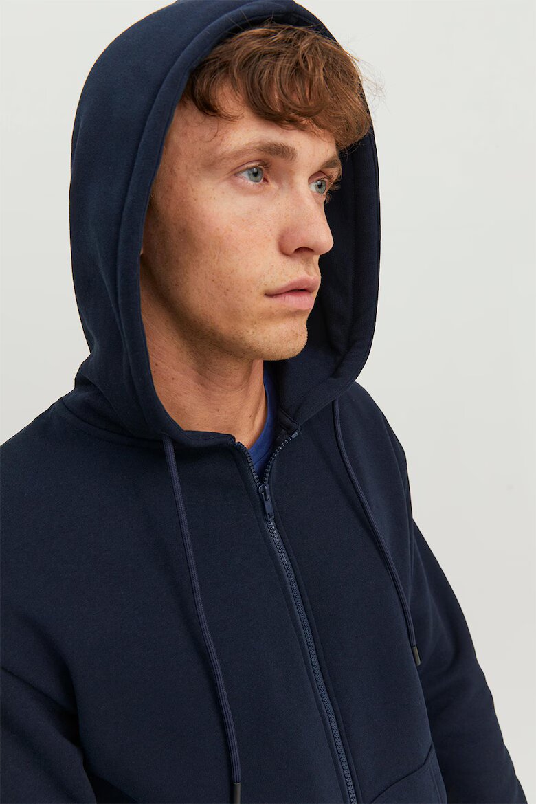 Jack & Jones Худи с цип и странични джобове Тъмносин