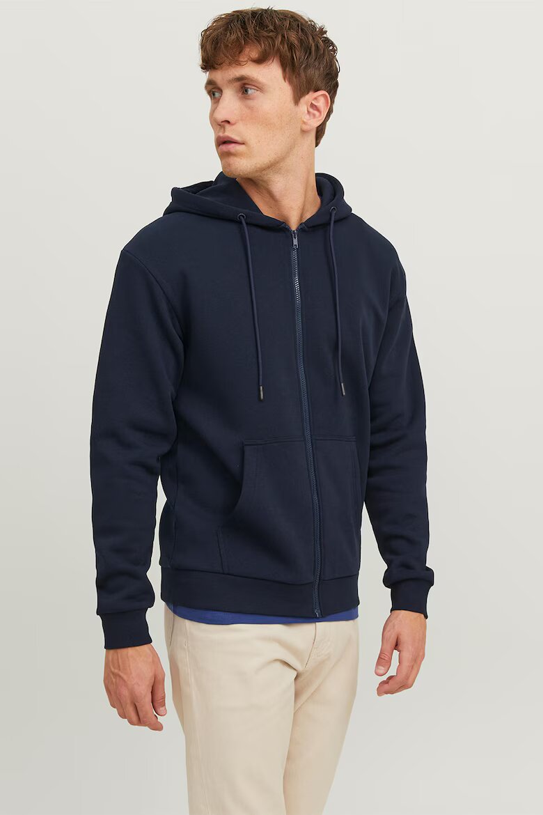 Jack & Jones Худи с цип и странични джобове Тъмносин