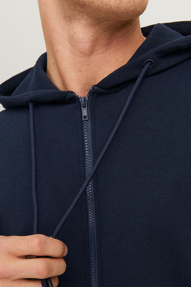 Jack & Jones Худи с цип и странични джобове Тъмносин