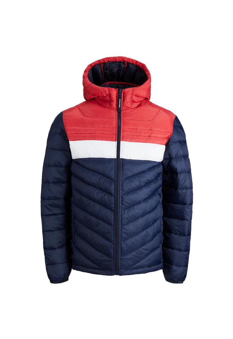 Jack & Jones JACK &JONES Hero Puffer Jacket - 12211785-Navy Blazer TRUE RED BLOCKING 17402