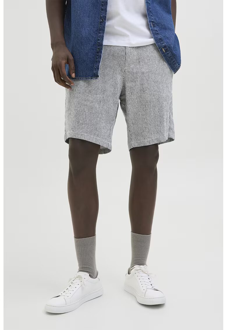 Jack & Jones Къс панталон с лен - Мръснобял/Син