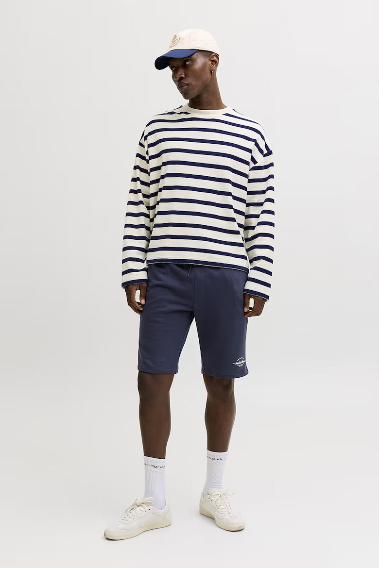 Jack & Jones Къс панталон с органичен памук с връзка Тъмносин