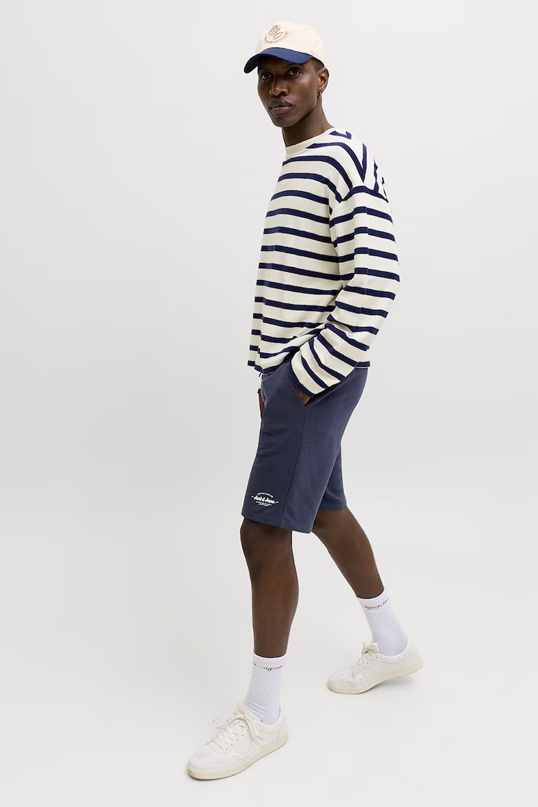 Jack & Jones Къс панталон с органичен памук с връзка Тъмносин