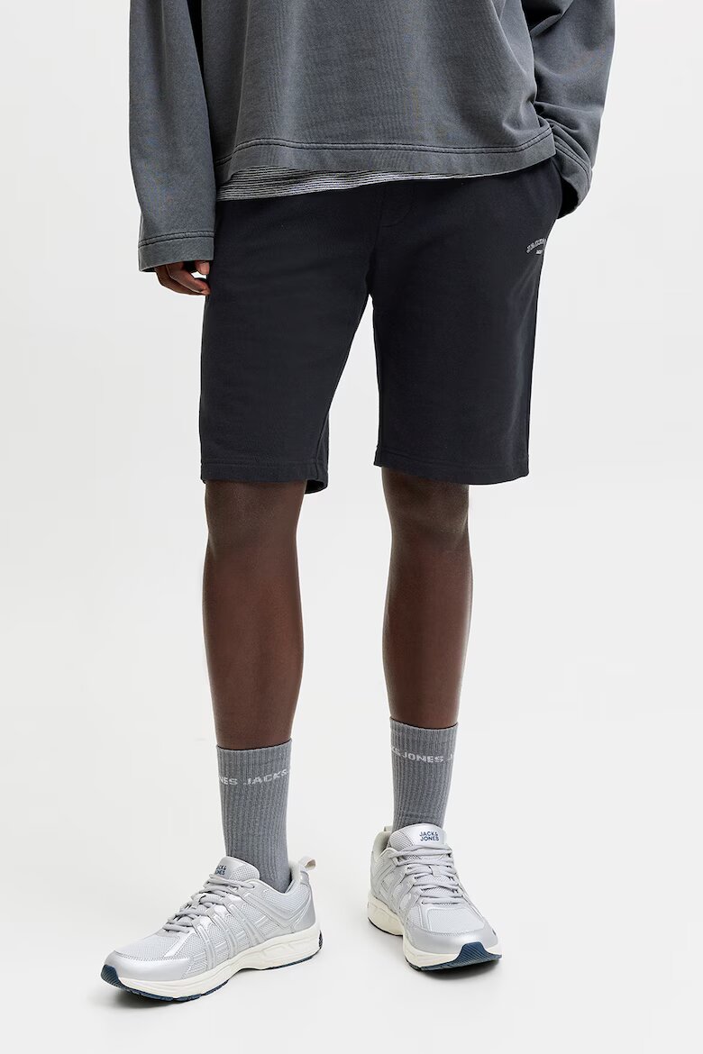 Jack & Jones Къс спортен панталон с лого Избеляло черно