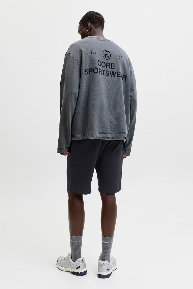 Jack & Jones Къс спортен панталон с лого Избеляло черно