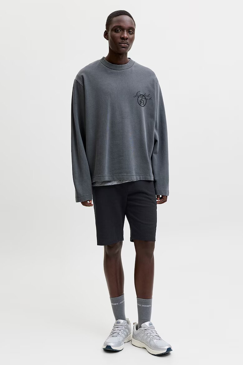 Jack & Jones Къс спортен панталон с лого Избеляло черно