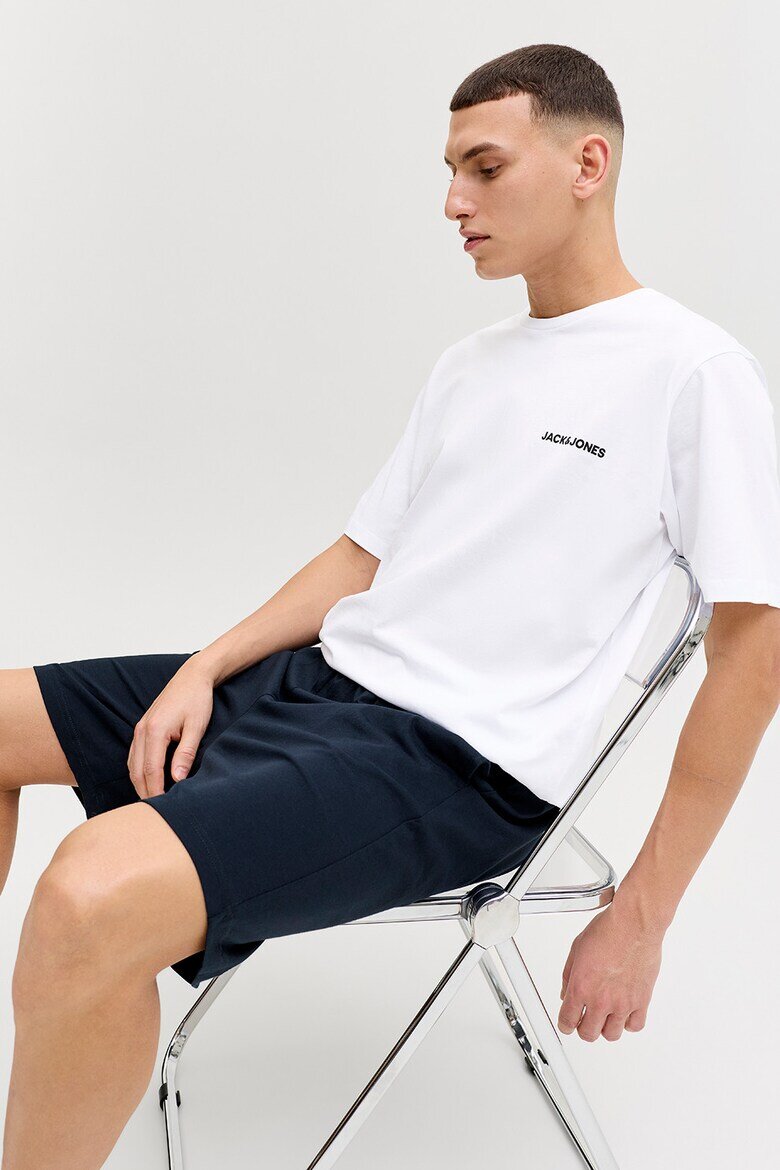 Jack & Jones Къса пижама от памук Бял/Ултрамарин синьо
