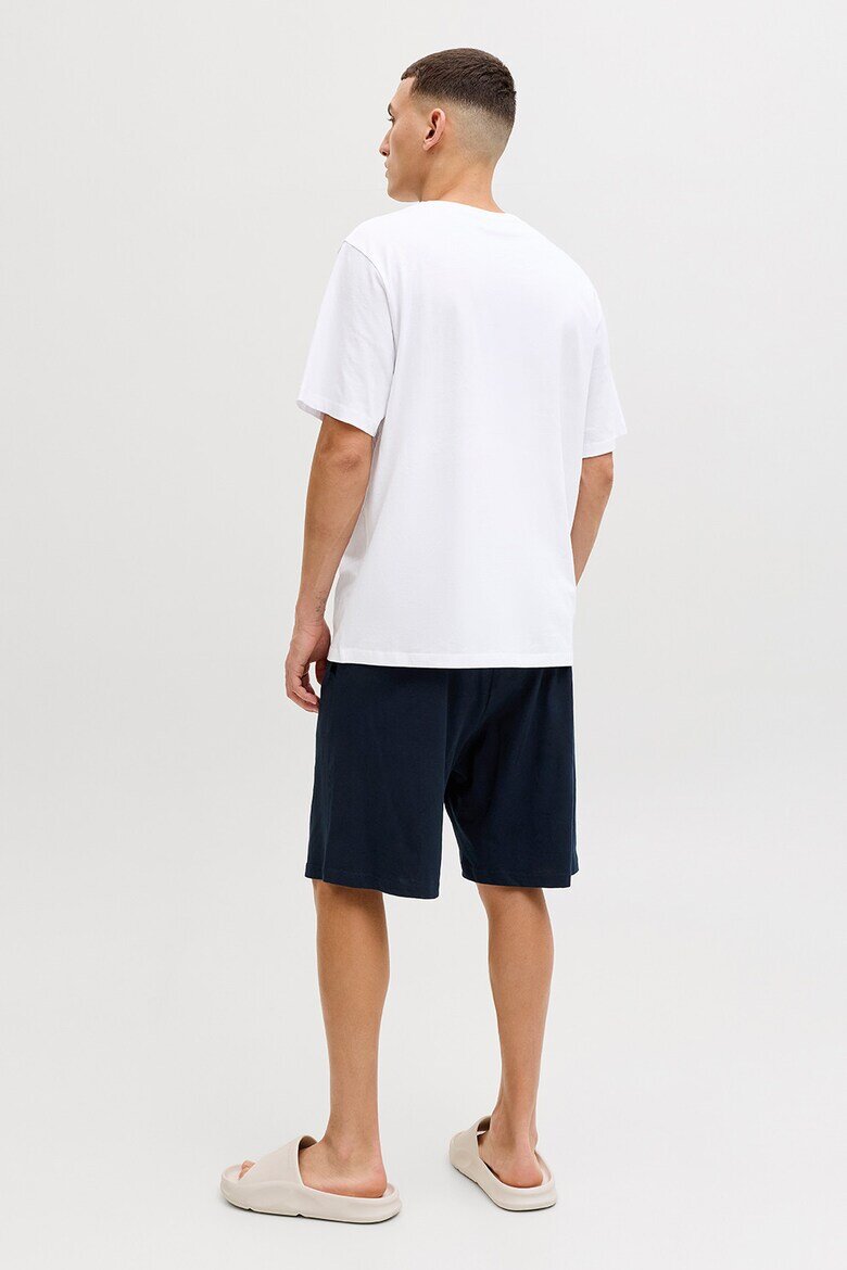 Jack & Jones Къса пижама от памук Бял/Ултрамарин синьо