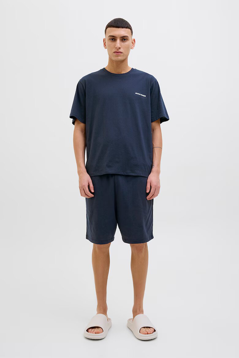 Jack & Jones Къса пижама от памук Тъмносин