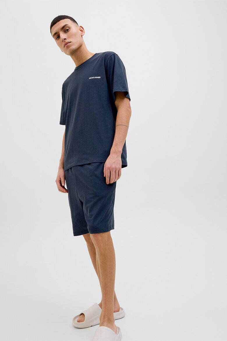 Jack & Jones Къса пижама от памук Тъмносин