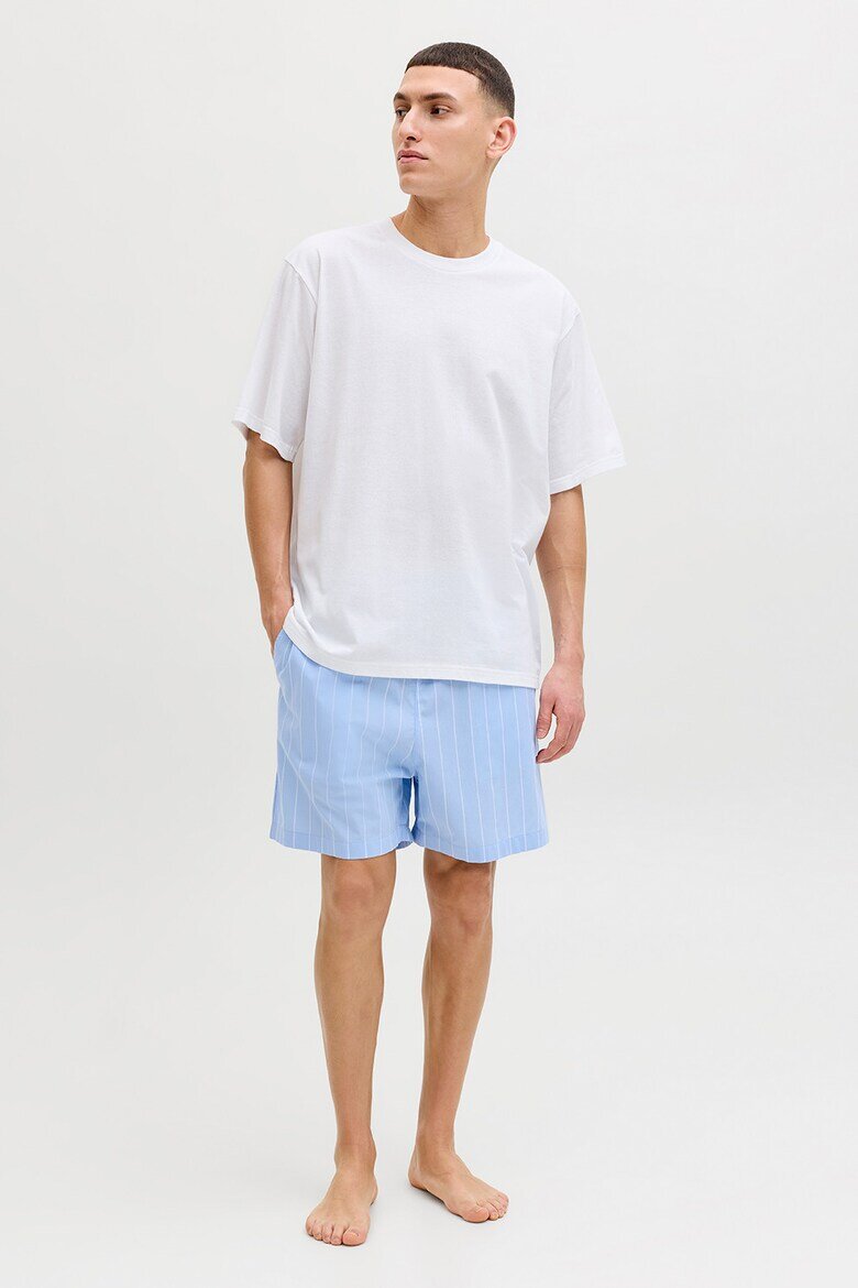 Jack & Jones Къса свободна пижама с джобове Бял/Ледено синьо