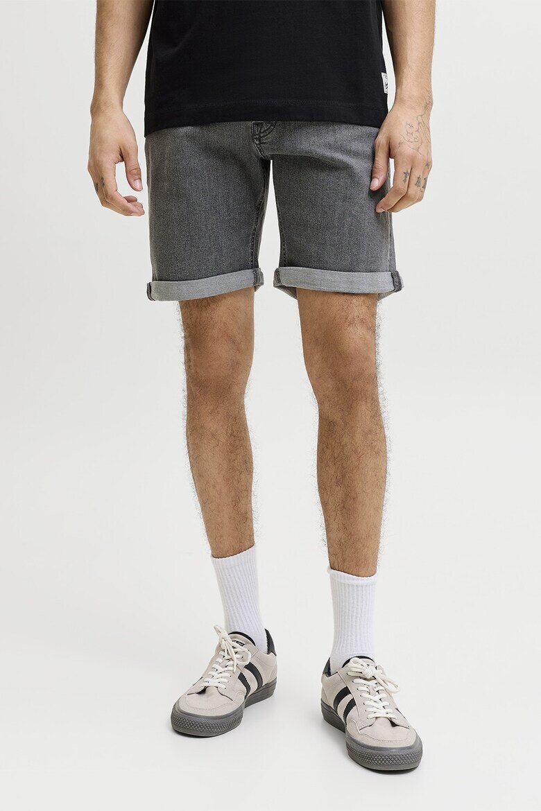 Jack & Jones Къси дънки със средна талия и джобове Меланж тъмно сиво