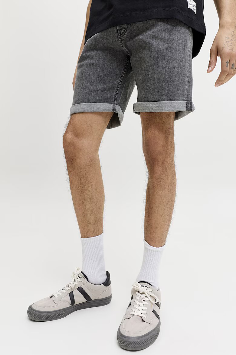 Jack & Jones Къси дънки със средна талия и джобове Меланж тъмно сиво