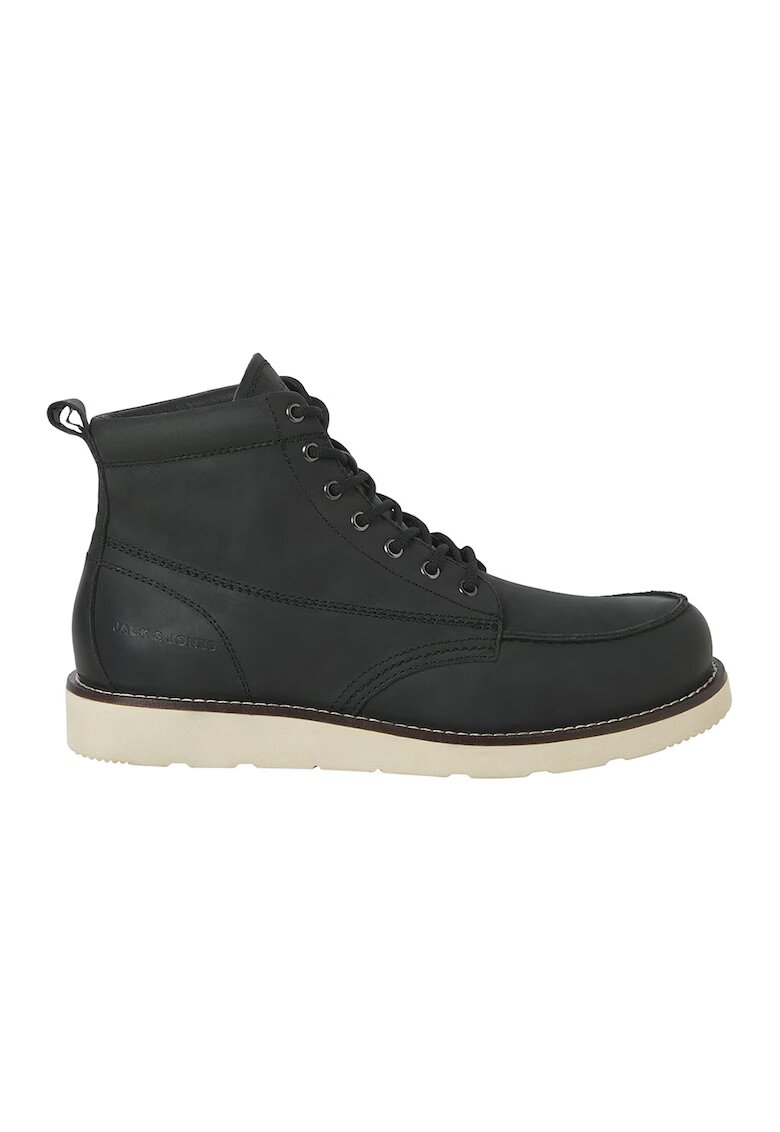 Jack & Jones Кожени боти с връзки - Черен