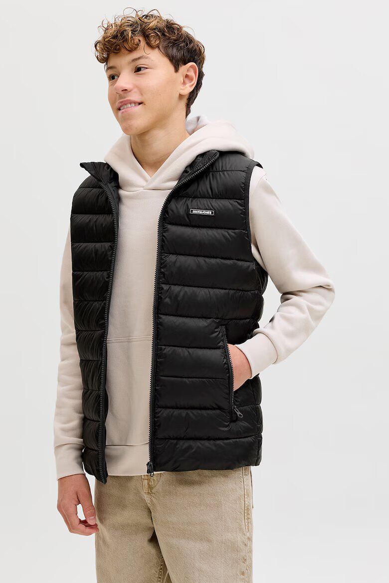 Jack & Jones Леко подплатен елек с джобове с цип Черен